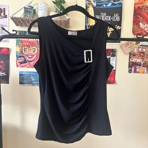 MKM Designs Black Sleeveless Ruched Blouse
